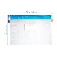 A4 File Bags with Tag Slot Weatherproof Mesh Document Bags
